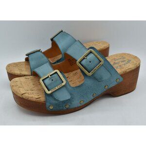Kork Ease Womens Size 10 Saffron Turquoise Full Grain Leather Slide Sandal Shoes
